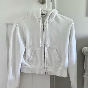 Brandy Melville Crystal Zip Up Hoodie White